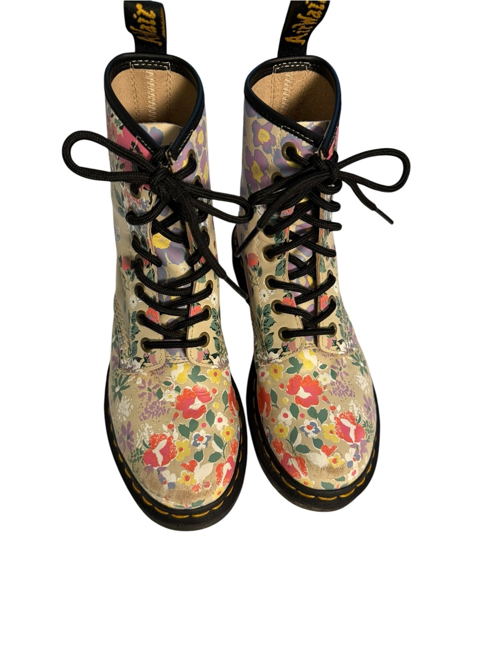 Dr. Martens 1460 Floral Mashup Parchment Beige Combat Boots  woman’s US 6 rare